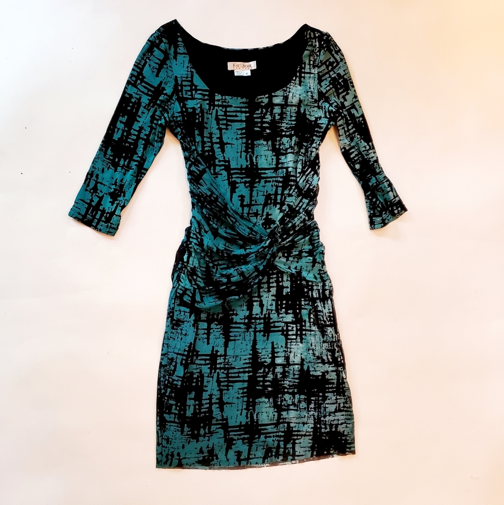 Kay Unger Criss Cross Sash Ombred Dress